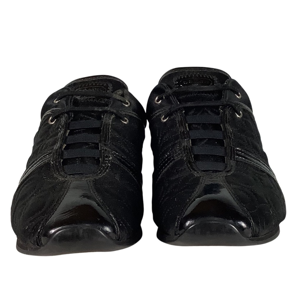 Coach Womens Black Signature Quilted Patent Leather Trim Lace‎ Up Sneakers